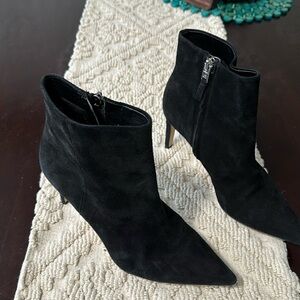 Ladies ankle suede pointed toe boots with two inch heel